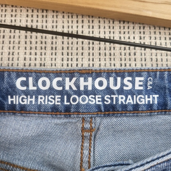 Clockhouse C&A Jeans Womens 42 Short High Rise Loose Straight Side Slit Hem - Picture 4 of 10